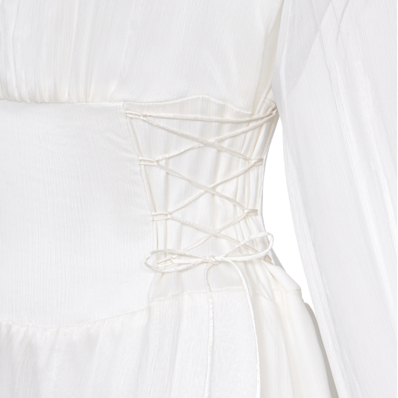 Midi silk dress with lace