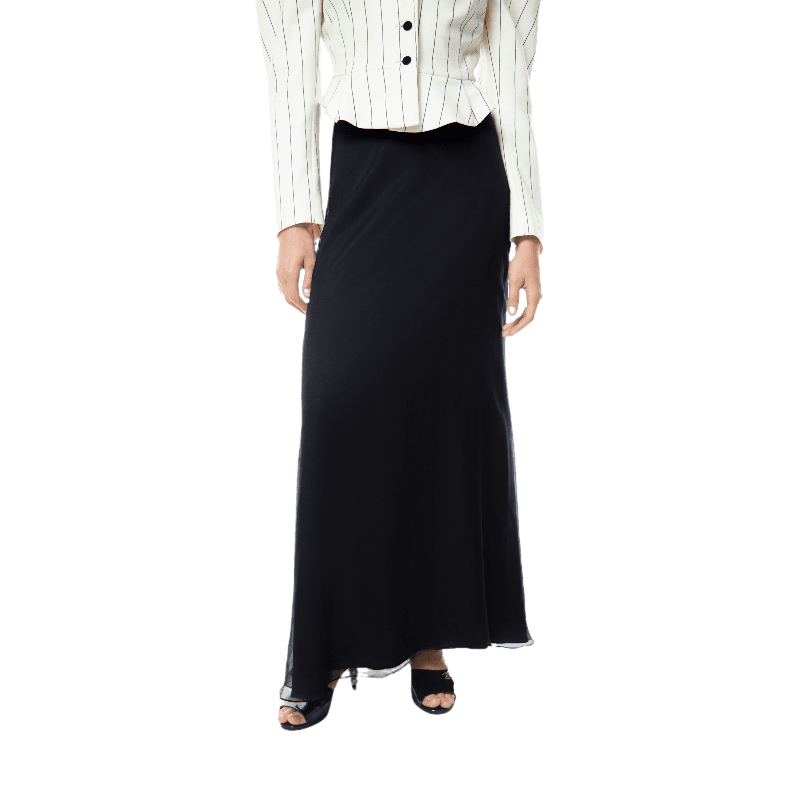 Silk midi skirts with buttons
