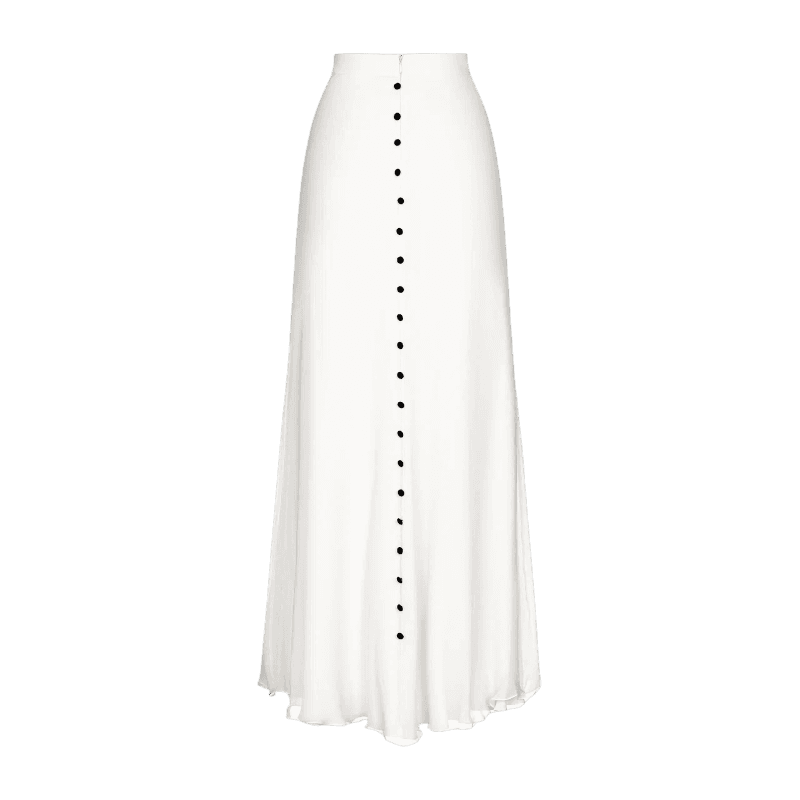 Silk midi skirts with buttons