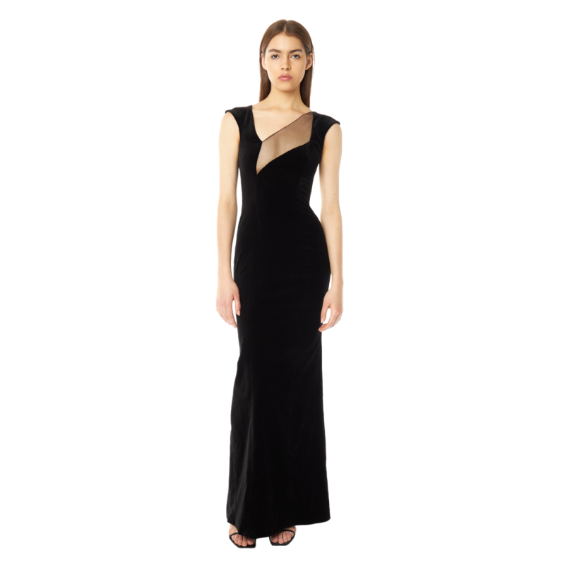 Jersey maxi dress with mesh